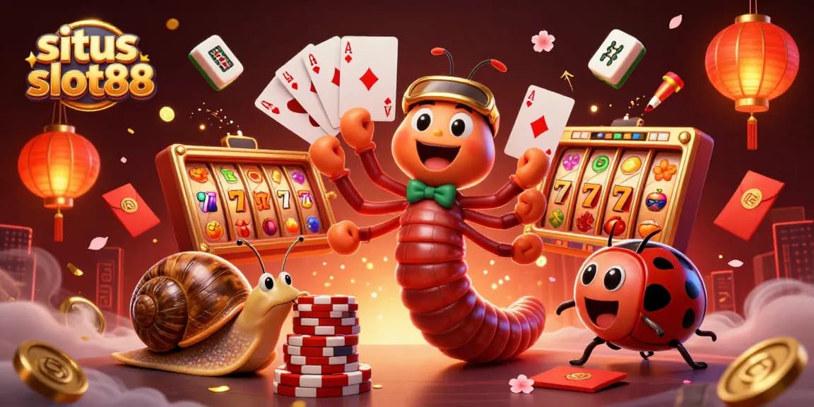 gambarkan momen bermain di situs slot88 dengan dealer unik dan elemen kasino yang berwarna-warni