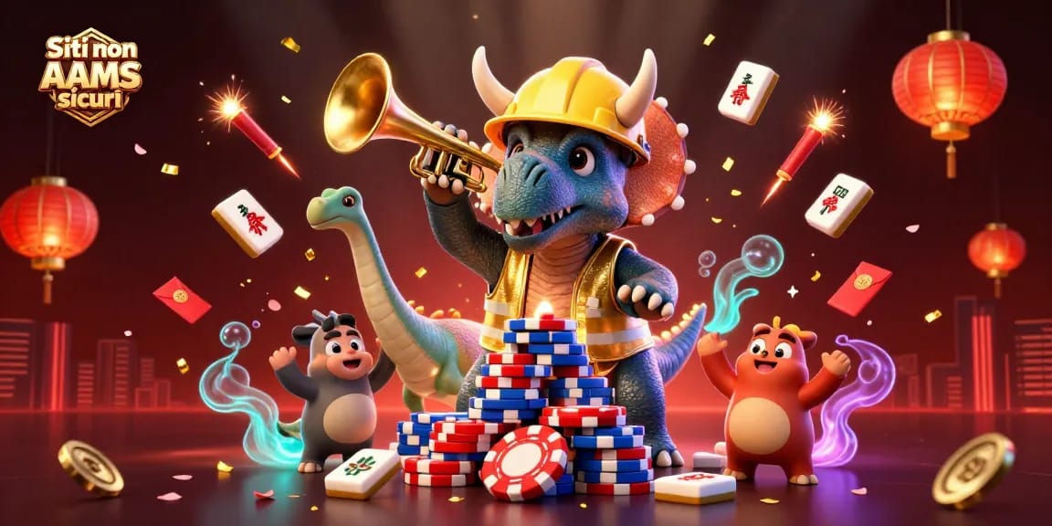 Scopri i Siti non AAMS sicuri con triceratops che costruisce una piramide di fiches da gioco.