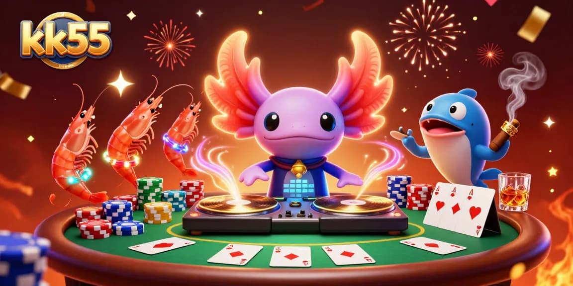 Engage in thrilling gameplay at kk55 with a vibrant casino scene featuring colorful 3D characters.