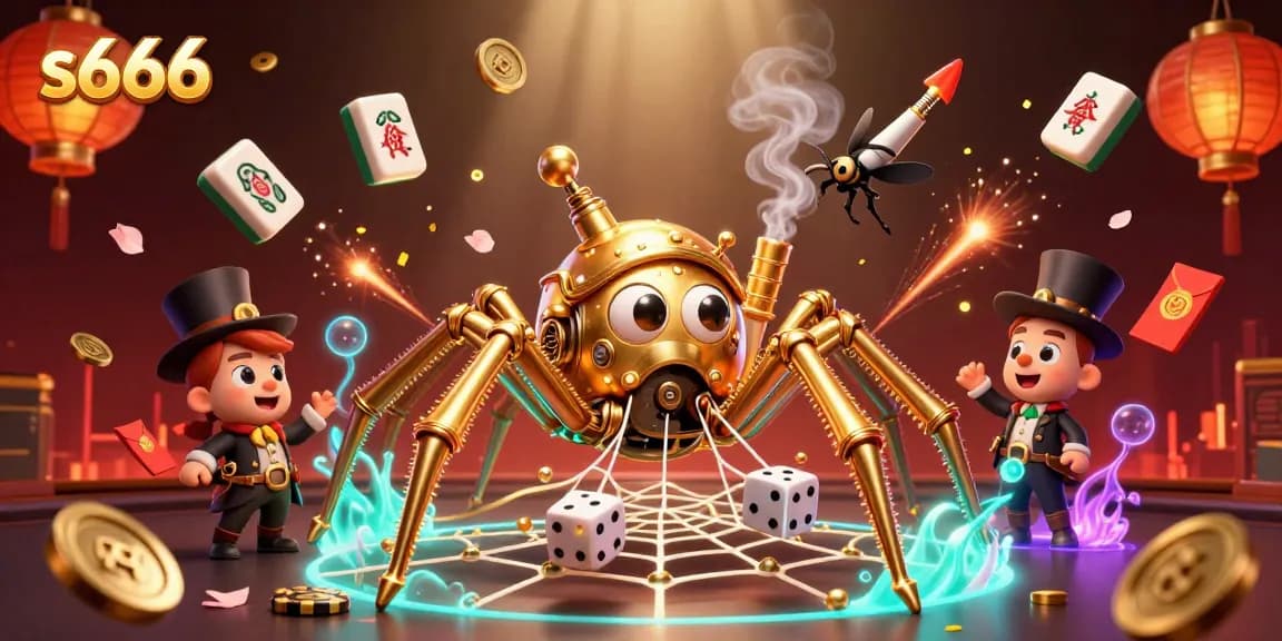S666 redefines casino entertainment with an engaging illustration of steampunk elements and dynamic game symbols.