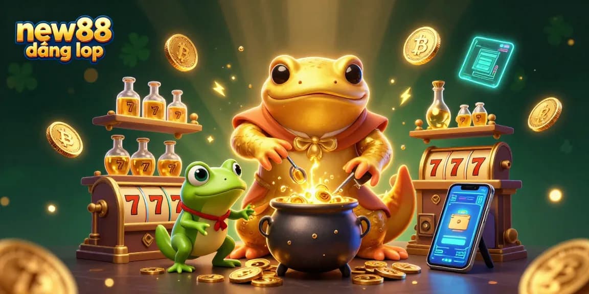 Experience new88 đăng nhập with this vibrant casino scene featuring gold coins and games.