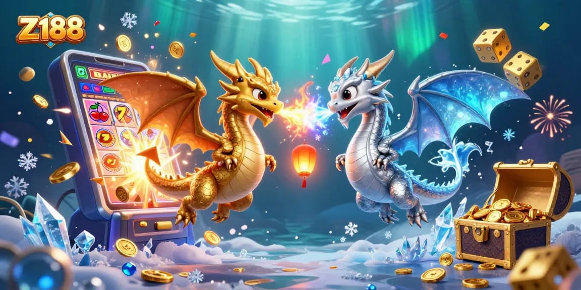 Spin to win with Z188’s exciting online casino experience featuring dynamic dragons and slot elements.