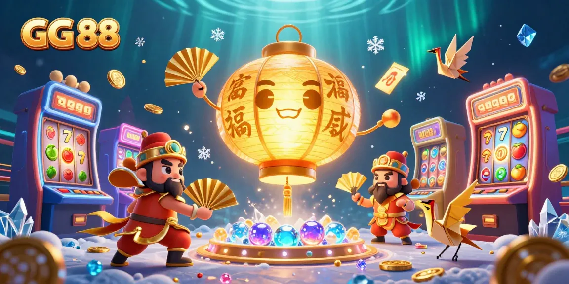 Experience thrilling gameplay at GG 88 with a vibrant casino scene featuring slot machines and lucky symbols.