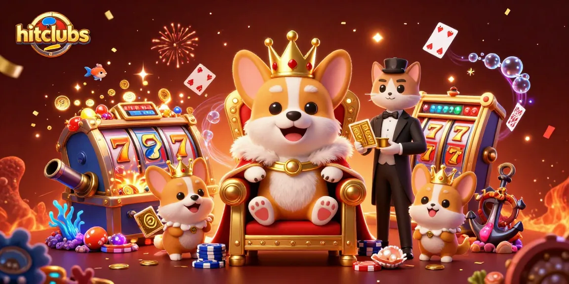 Hitclubs players winning jackpots in an exciting casino scene with vibrant animations and fun characters.