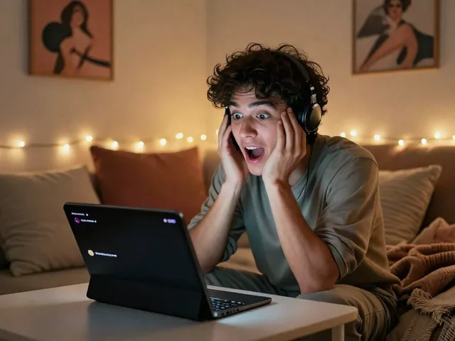 Engaging in free ai sex chat on a smartphone in a cozy intimate setting.
