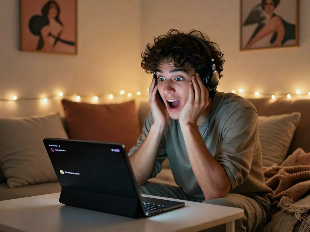 Engaging in free ai sex chat on a smartphone in a cozy intimate setting.