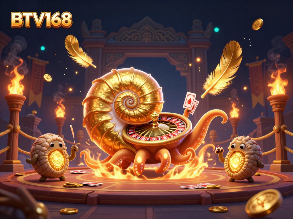 Engage with BTV168 by placing bets with a giant nautilus and glowing ammonite companions.