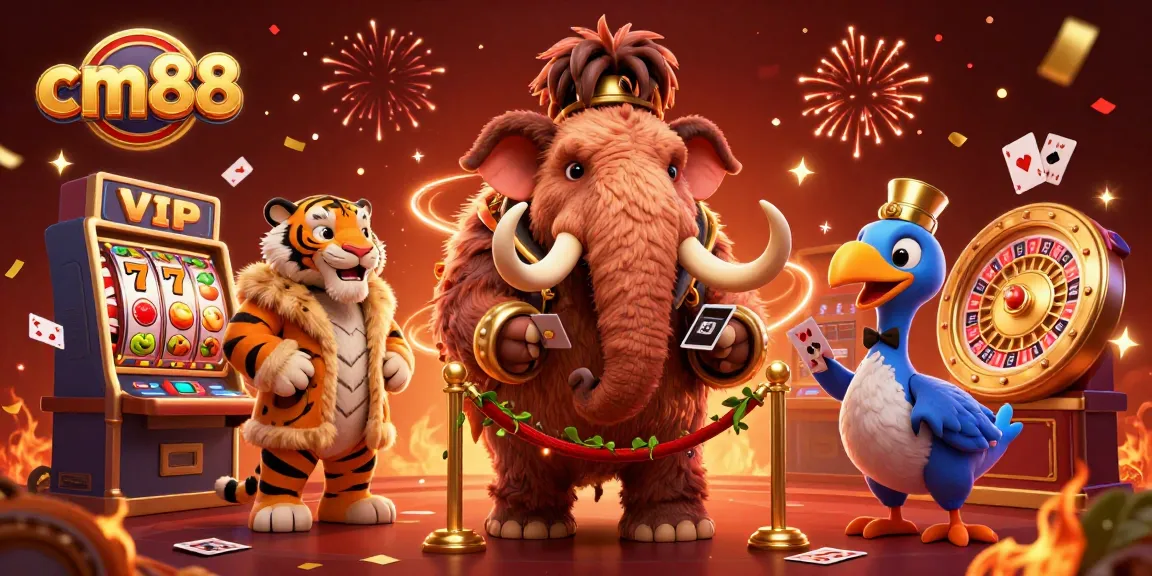 Engage with cm88's vibrant casino environment featuring lively characters and dynamic gaming elements.