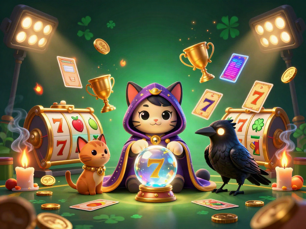 Engage with dewacair's immersive slot experience featuring a mystic cat and vibrant game elements.