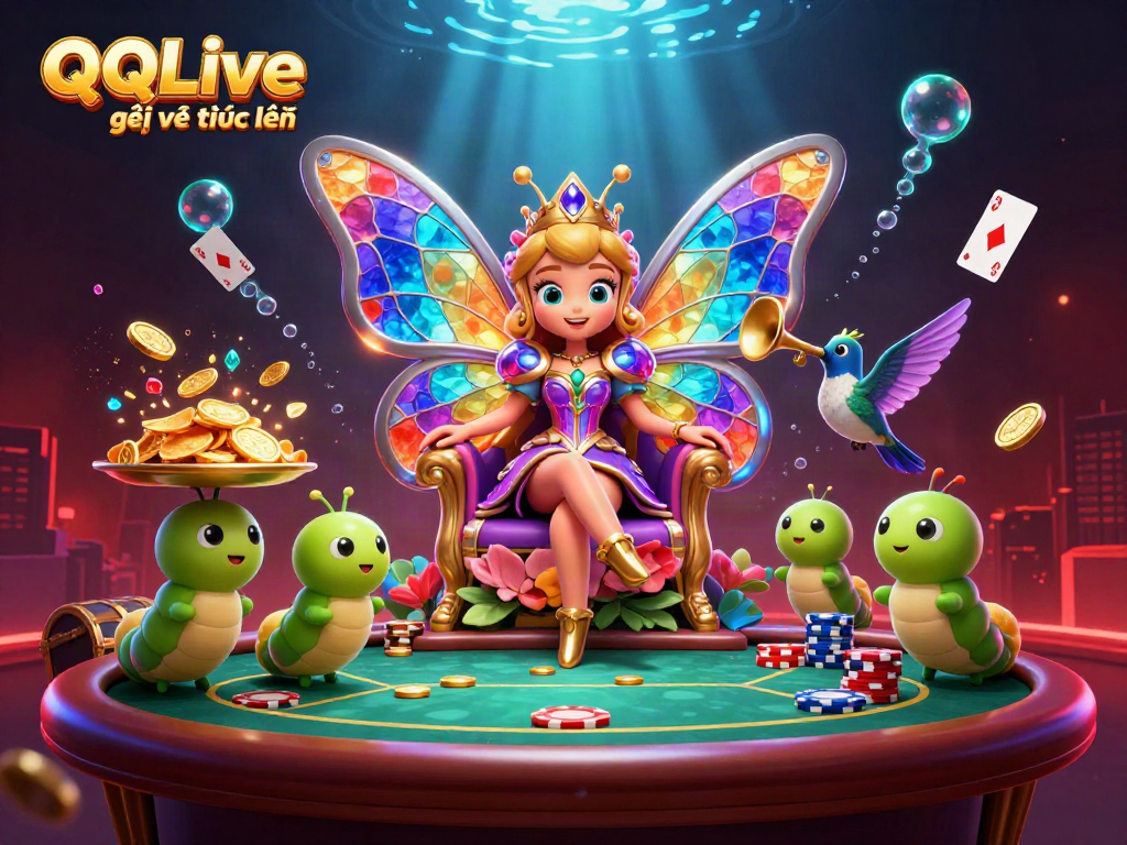 Engage with exciting QQLive giải trí trực tuyến, featuring vibrant characters and dynamic casino elements.