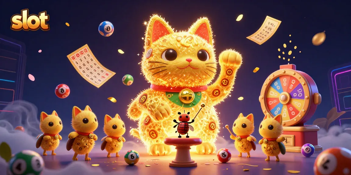 Spin the slot with vibrant golden fireflies and lucky cat symbols in a captivating 3D scene.