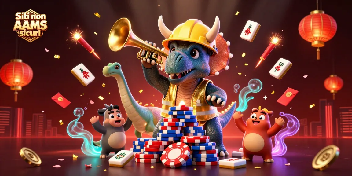 Scopri i Siti non AAMS sicuri con triceratops che costruisce una piramide di fiches da gioco.