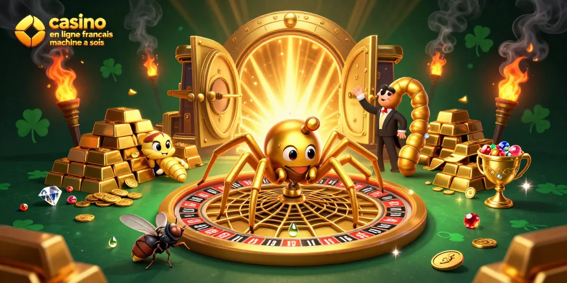Jouer sur casino en ligne français machine à sous, une araignée dorée tisse une toile de roulette captivante.