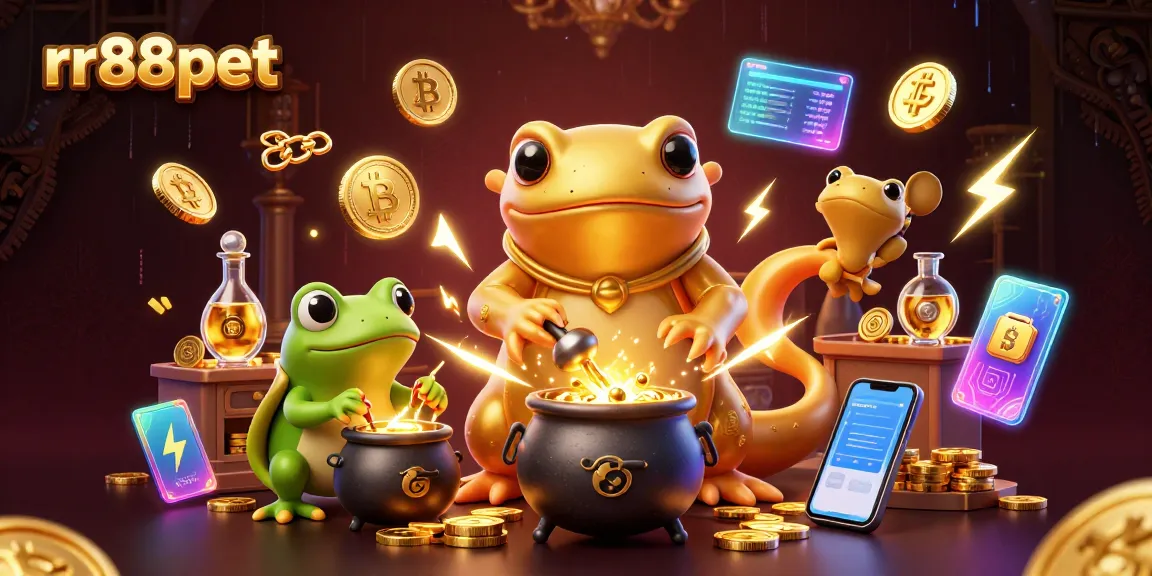 Experience winning thrills at rr88pet, where golden coins symbolize jackpot potential and vibrant casino elements enhance gaming excitement.