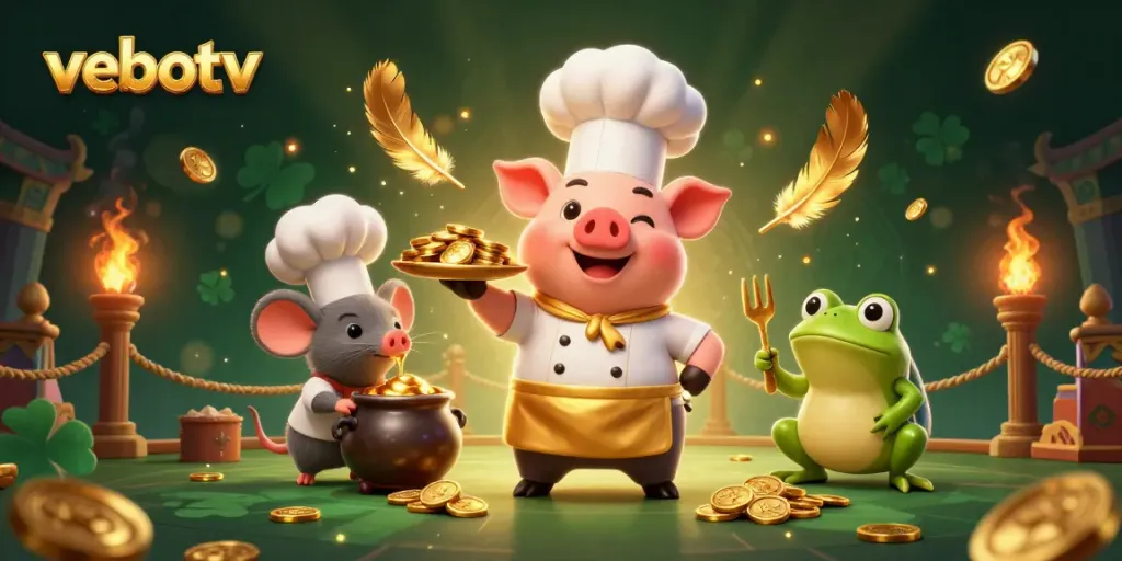 Experience vebotv's exciting virtual casino scene with charming characters and dynamic elements.