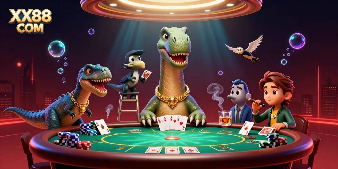 Place bets and enjoy gaming excitement with XX88 COM illustrated in a vibrant casino scene.