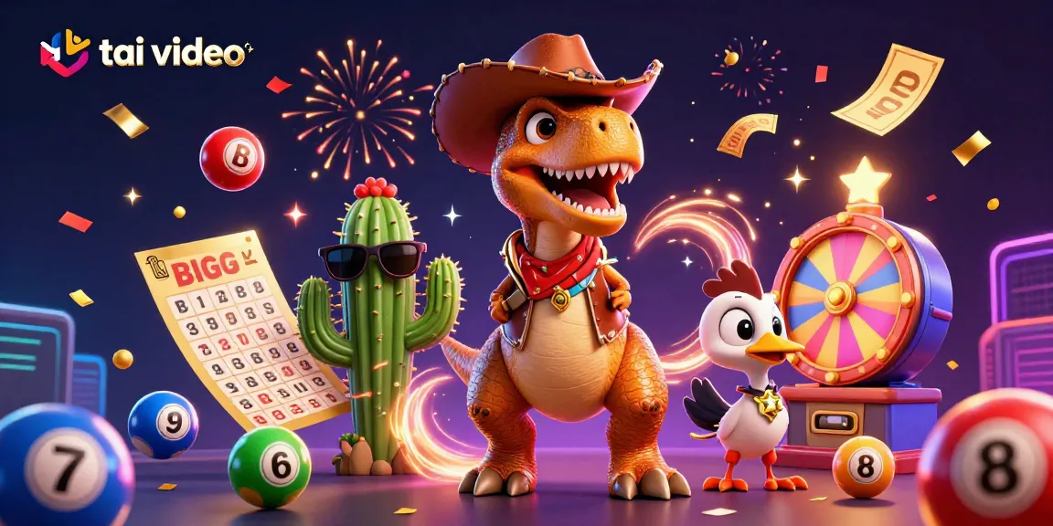 Download videos easily and without watermark using tai video tiktok featuring animated characters and dynamic lottery elements.