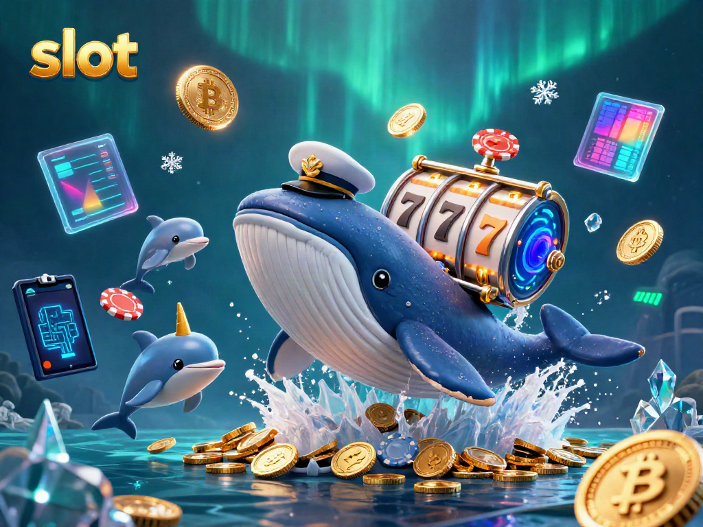 Slot yang menguntungkan dengan paus kartun, narwhal, dan lumba-lumba di lautan koin.