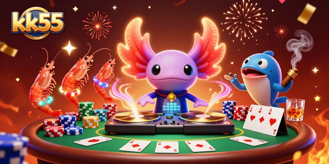 Engage in thrilling gameplay at kk55 with a vibrant casino scene featuring colorful 3D characters.