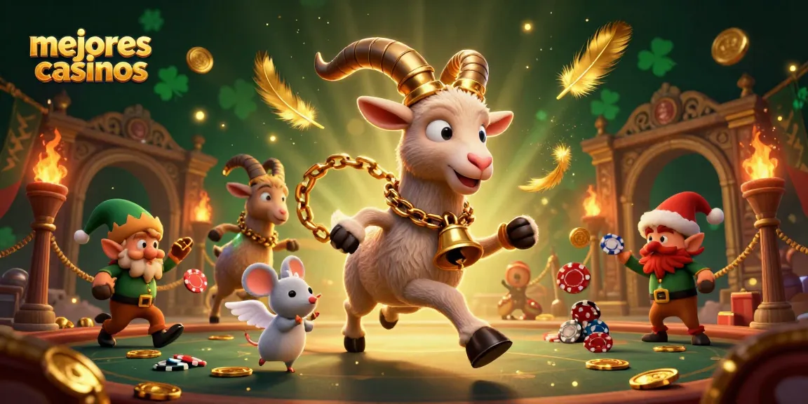Juega en los mejores casinos con una experiencia envolvente y emocionante, rodeado de personajes festivos y elementos cautivadores.