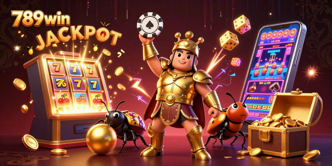 Experience thrilling wins with 789win as the hercules beetle celebrates a jackpot in an exciting casino scene.
