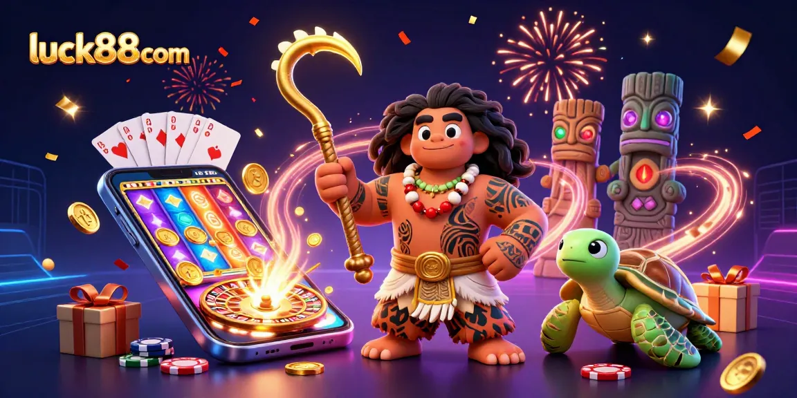 Engage with luck88com's exciting gaming world featuring vibrant characters and dynamic casino elements.