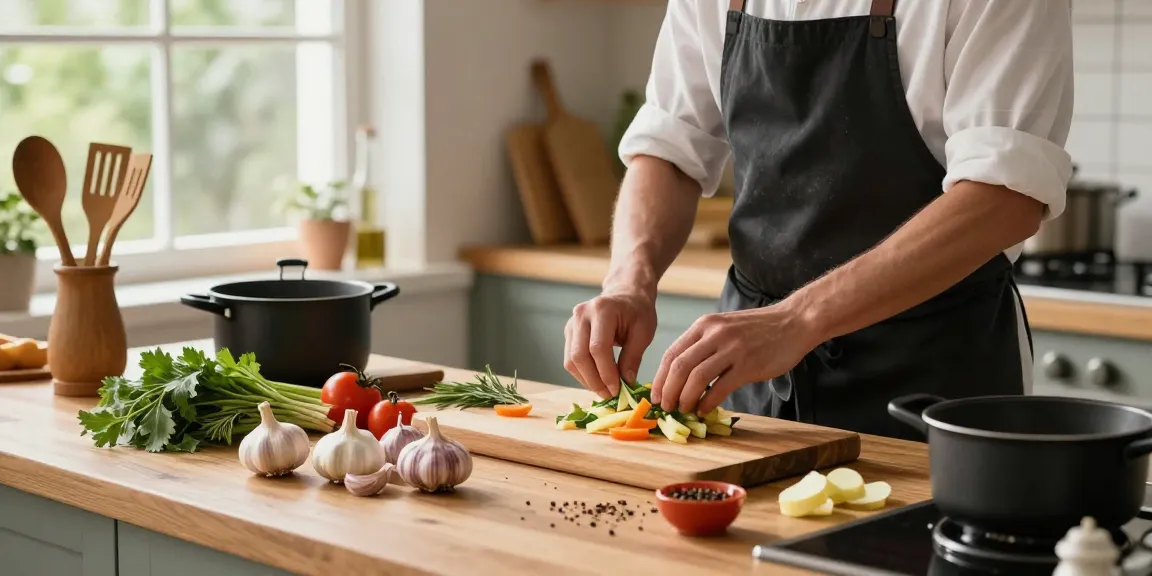 Cooking ingredients with สล็อตเว็บตรง enhancing healthy recipes in a warm kitchen.