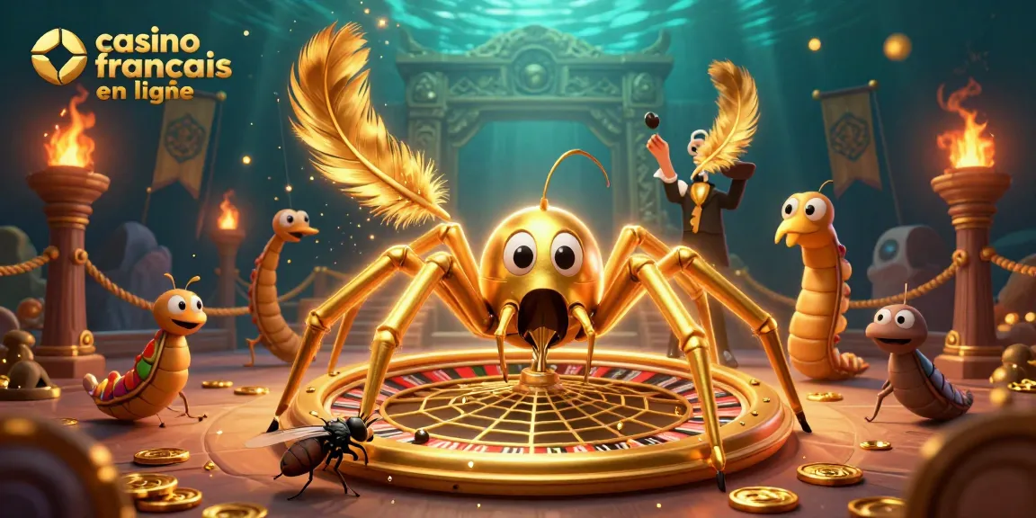 Les meilleurs jeux au casino francais en ligne avec une araignée dorée sur sa toile de roulette.