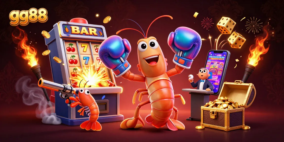 Experience the thrilling games at GG88 with colorful illustrations of vibrant casino elements.