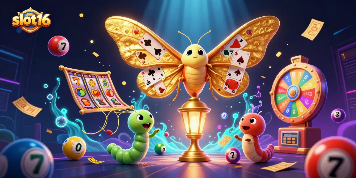 Experience the excitement of slot16 with vibrant slot machine scenes and playful elements in a dynamic 3D illustration.
