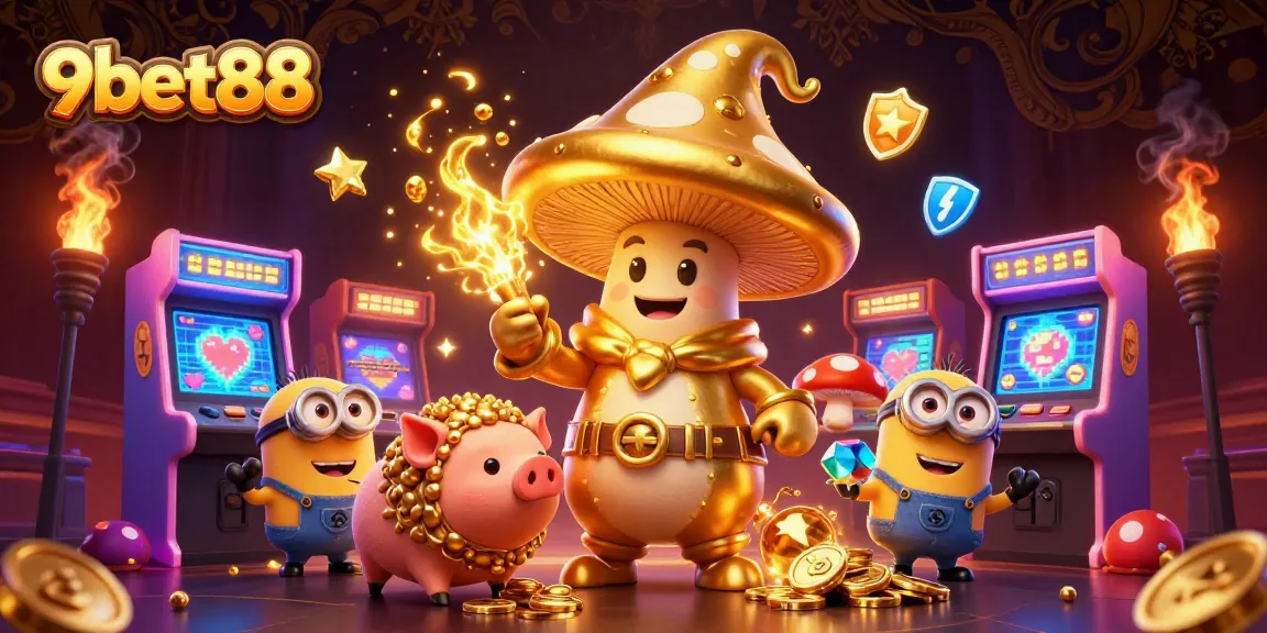 Experience the excitement of winning with 9bet88's fantasy casino adventure featuring gold and gems.