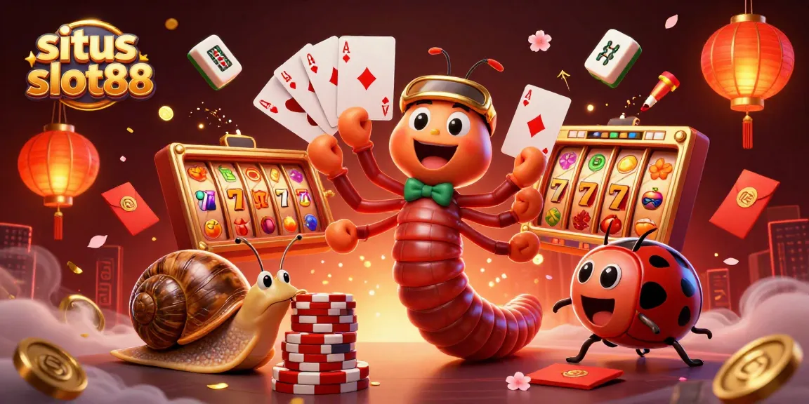 gambarkan momen bermain di situs slot88 dengan dealer unik dan elemen kasino yang berwarna-warni