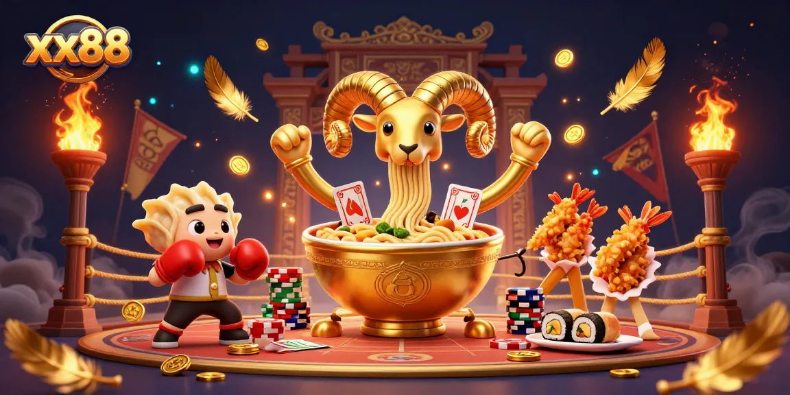 Experience the thrilling gameplay of xx88 with vibrant characters in a dynamic gambling arena scene.