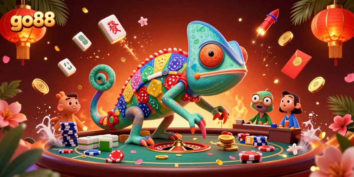 Experience the vibrant excitement of go88 with our dynamic gaming scene illustration featuring casino elements.