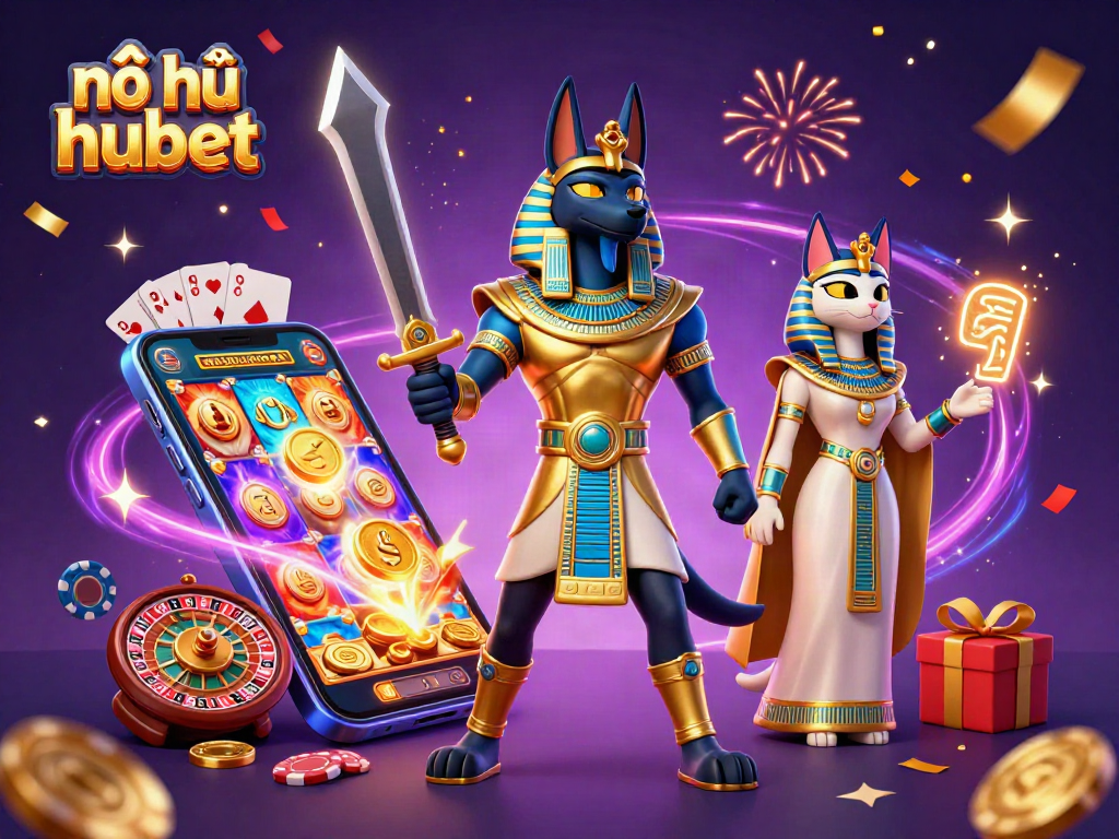 Spin the reels with nổ hũ hubet and discover exciting jackpots in vibrant casino illustration.