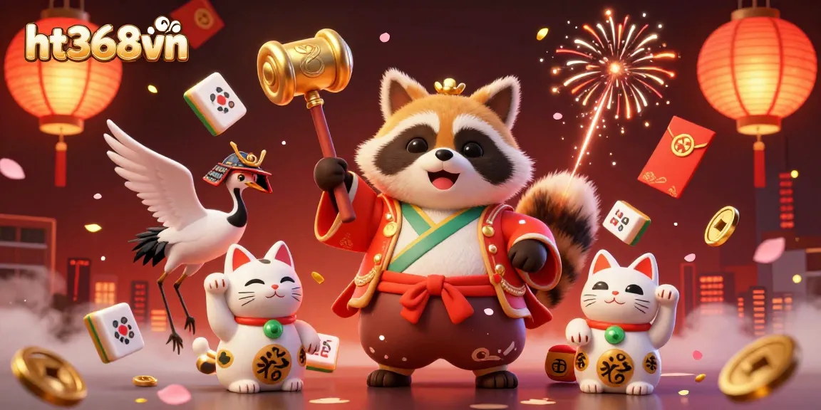 Engage in gaming excitement with ht368vn as tanuki fortune brings luck amid vibrant casino visuals.