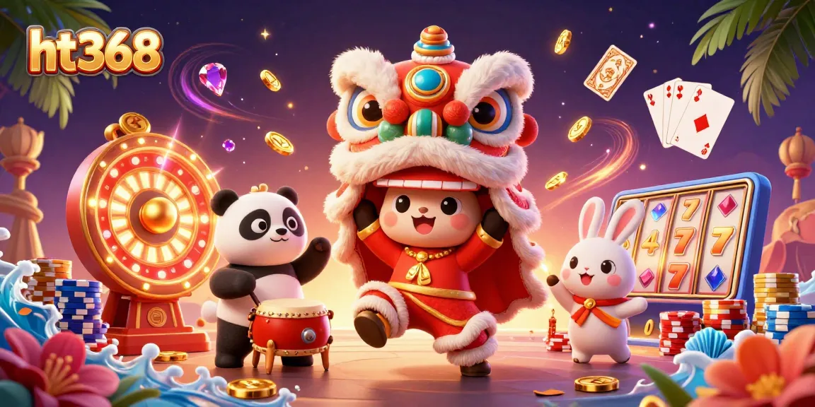 Experience the excitement of winning at ht368 with dynamic casino visuals of vibrant characters and game elements.