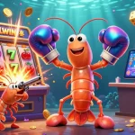 Experience thrilling jackpots with LLWIN's vibrant 3D digital casino animation featuring lively shrimp characters.