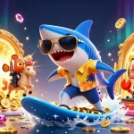 Spin and win at link 33Win, where a shark, clownfish, and DJ crab gamble with gold!