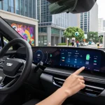 Driver adjusting modes in Cadillac Lyriq, illustrating how the driving modes in Cadillac Lyriq offer different ranges or battery usages.