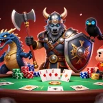 Experience fast withdrawals at instant payout online casinos Australia, illustrated with card games and vibrant characters.