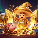 Experience the magic of winning at Link Sunwin with golden treasures and vibrant casino elements.