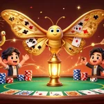 Experience the thrill of 84wintv with a vibrant casino scene featuring an atlas moth and golden elements.