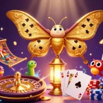 Win big with GO88 in this vibrant 3D casino scene featuring a moth and golden gaming elements.