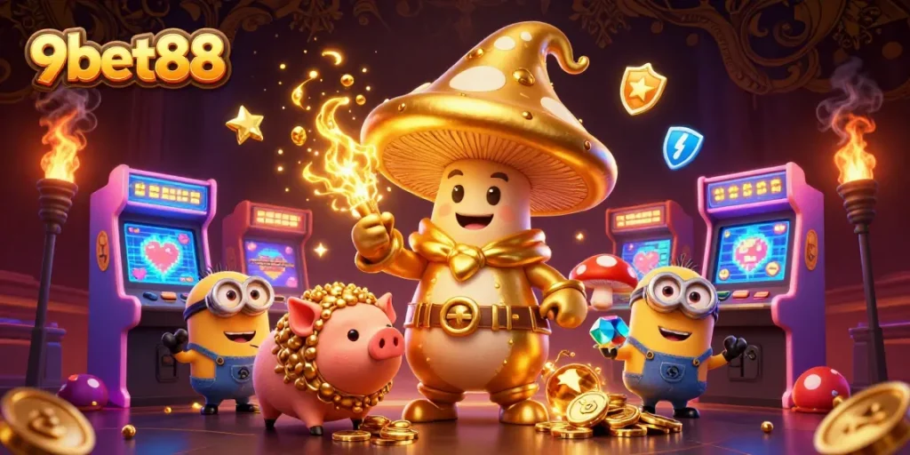 Experience the excitement of winning with 9bet88's fantasy casino adventure featuring gold and gems.