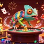 Xoilac Tv offers an exciting casino experience with colorful coins and vibrant characters during games.