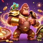 Join the action with daftar link gacor77, featuring a gorilla king and exciting casino elements.