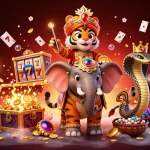 Spin the reels at tk11b with a vibrant and dynamic 3D casino illustration.
